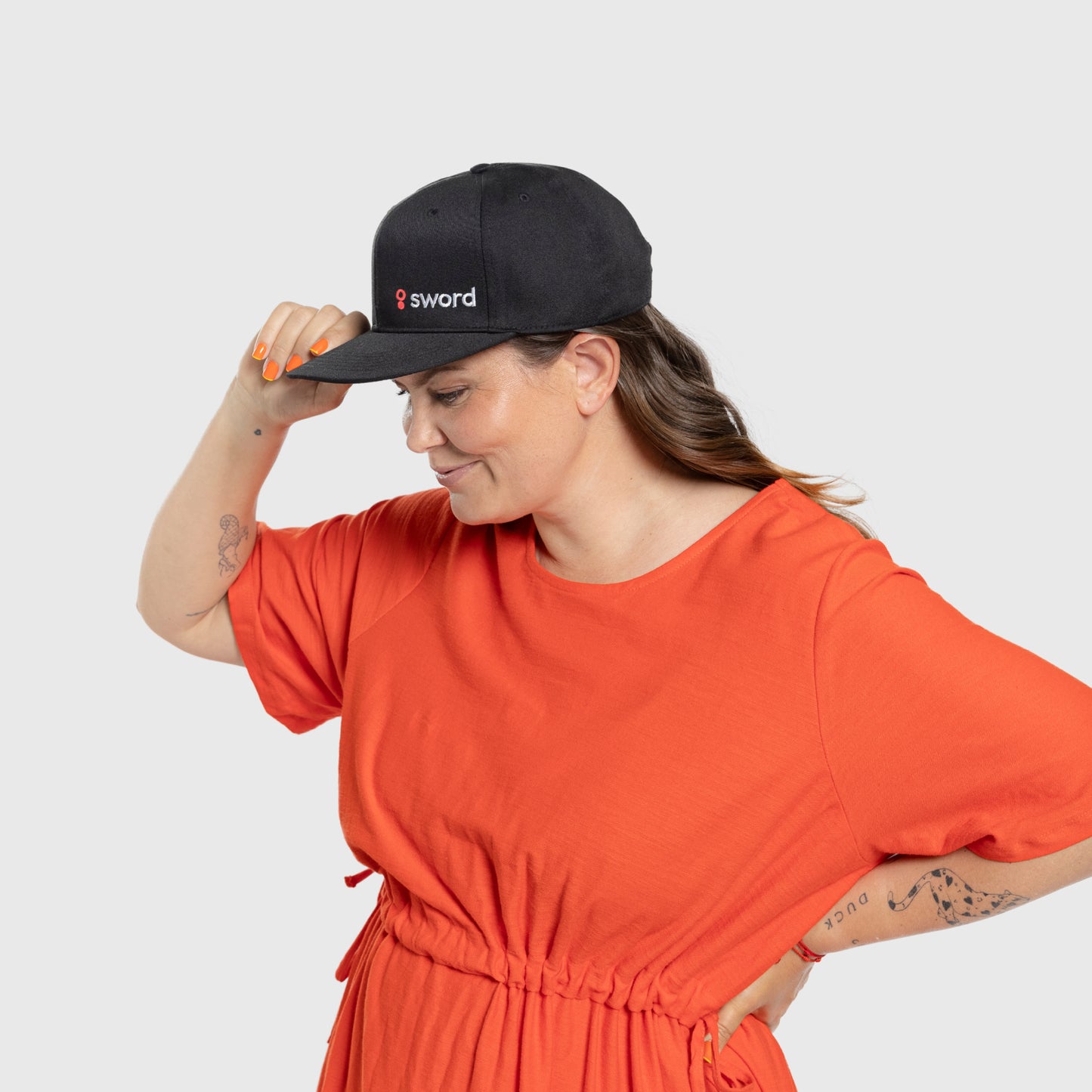 Logo Fitted Cap With Flat Bill - Logo